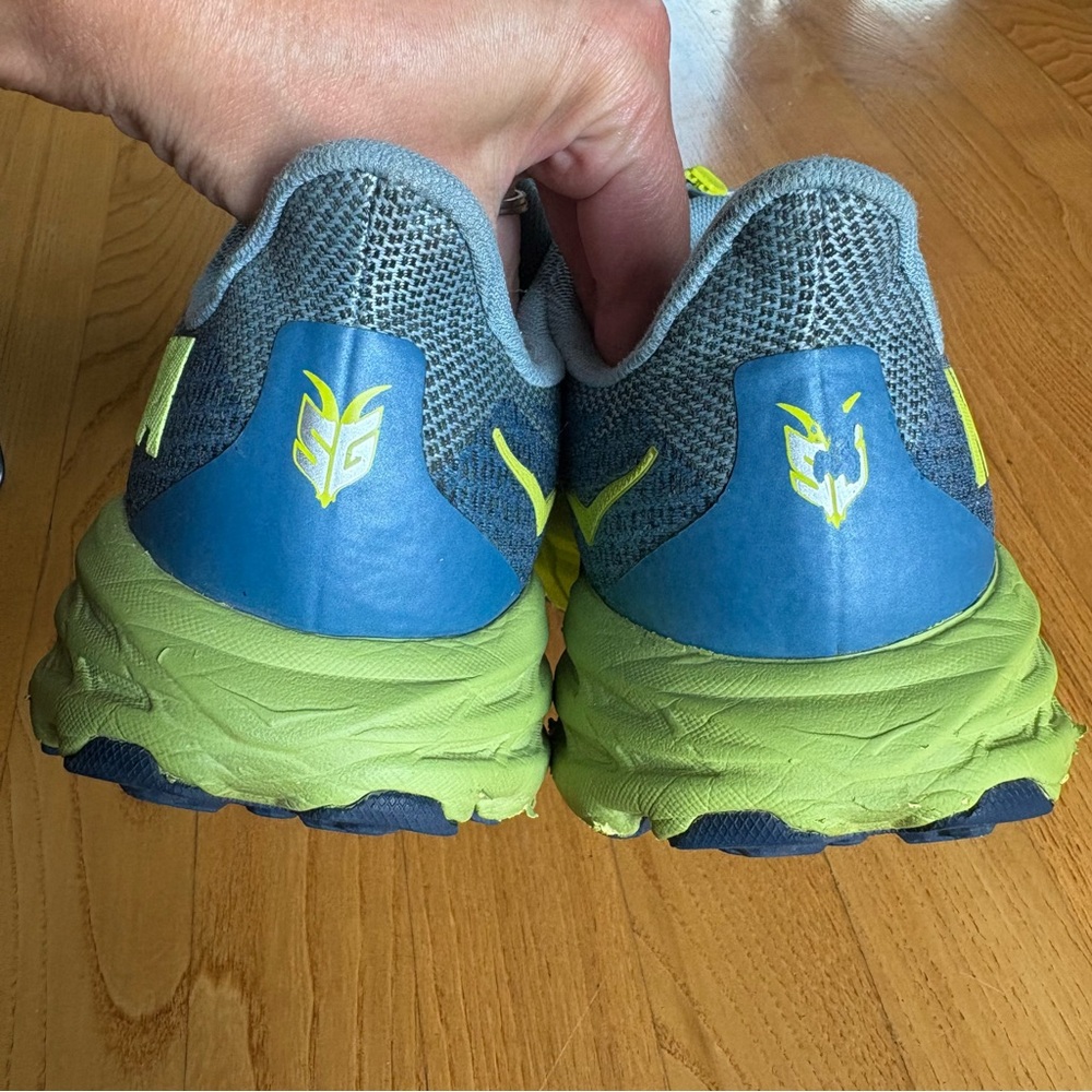 Hoka Men's Blue and Lime Green Running Sneakers - Picture 8 of 12